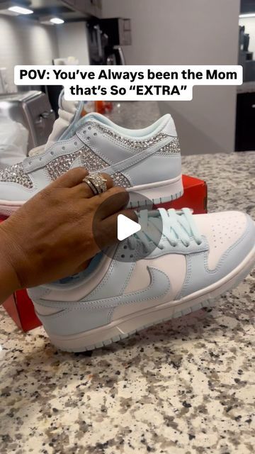 Charlotte Hairstylist on Instagram: "Came out of retirement to bling some dunks for my daughter’s birthday! #diy #reels #bling #blingdunks #nike" Bling Shoes Diy, Bling Nike Shoes, Shoe Ideas, Diy Rhinestone, Bling Shoes, For My Daughter, Birthday Diy, Diy Shoes, Custom Shoes