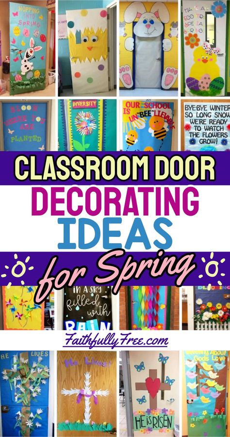 Sunday School Door Decorations, Easter Classroom Door, Spring Bulletin Board Ideas, School Cafeteria Decorations, Kindergarten Door, Unique Bulletin Board Ideas, Classroom Door Decoration Ideas, Cafeteria Decorations, Spring Library