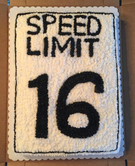 Driving Cake Sweet 16, Speed Limit 16 Cake, Turning 16 Birthday Ideas, Speed Limit Birthday Ideas, Sweet 16 Car Cake, Car Themed Sweet 16, Sweet 16 Party Ideas Cake, Birthday Cake For 16 Year Boy, 15th Birthday Ideas For Boys