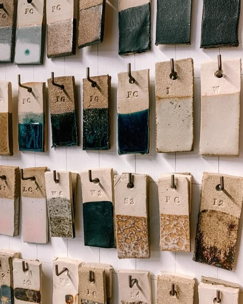 Ceramic Test Tiles Ideas, Ceramics Studio Ideas, Pottery Test Tiles, Ceramic Test Tiles, Test Tiles Pottery, Ceramic Studio Ideas, Home Pottery Studio, Pottery Studio Ideas, Clay Workshop