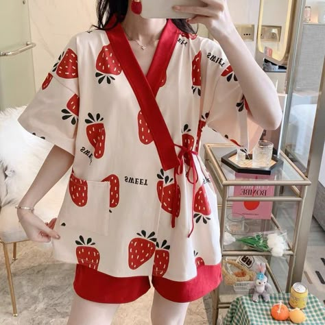 Fancy Kimono, Cute Night Outfits, Maternity Suit, Cute Motifs, Her Drawing, Night Suit For Women, Kimono Pajamas, Pajama Fashion, Going To Sleep