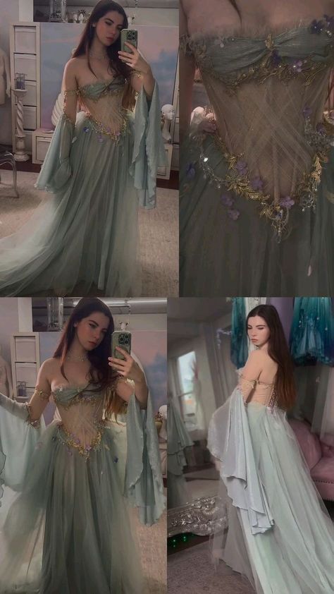 Formal Fairy Dress, Mermaid Dress Aesthetic, Fairy Dress Long, Gaun Abad Pertengahan, Fantasy Ball, Unique Party Dresses, Fairy Tale Wedding Dress, Ren Fair, Fantasy Outfits