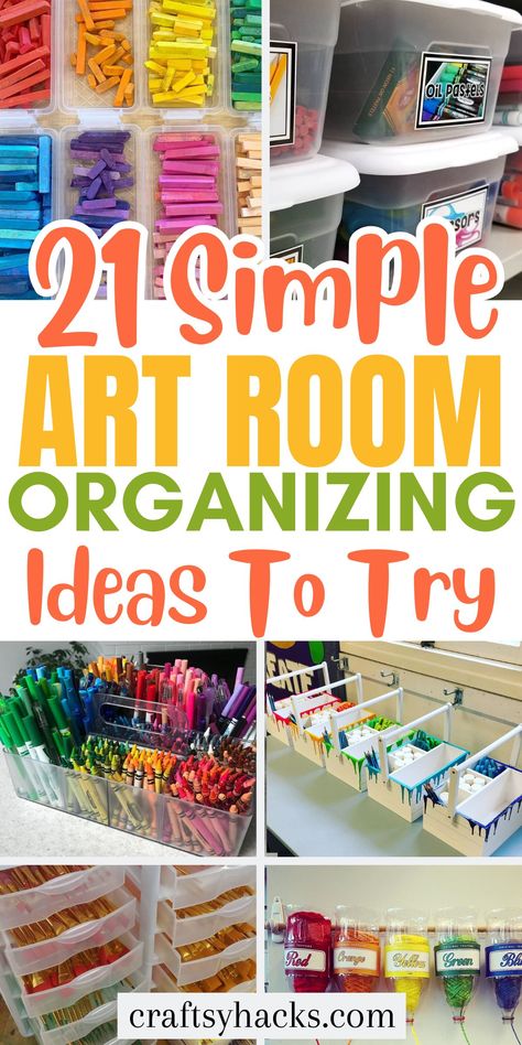 These craft room organization tips make finding your supplies a breeze. These genius storage ideas for art supplies help you keep paints, markers, and tools neatly sorted. Whether you have a dedicated studio or a small corner, these art studio organizing hacks maximize every inch of your space. Art And Crafts Storage Ideas, Crayon Storage For Kids, Organizing Arts And Crafts Supplies Storage Ideas, Mobile Art Supply Storage, Classroom Art Station Ideas, Art Room Organisation, Art Organizers Storage, Cheap Craft Organization, Diy Paint Storage Rack