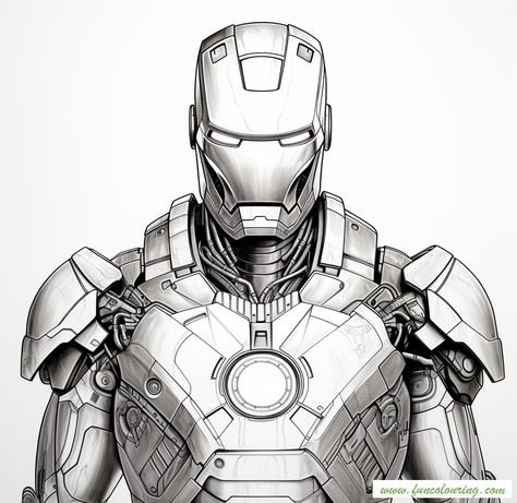 Coloring Page of Ironman Iron Man Template Free Printable, Ironman Printable, Ironman Drawing, Ironman Sketch, Iron Man Coloring Pages, Sleeves Tattoos, How To Make Iron, Superhero Sketches, Iron Man Drawing