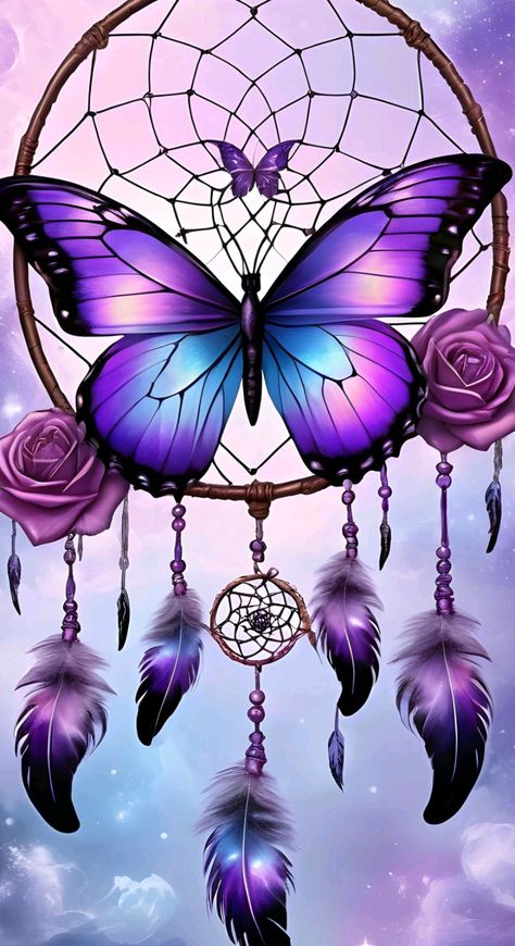 Dream Catcher Wallpaper Iphone, Butterfly Dreamcatcher, Purple Butterfly Tattoo, Paw Wallpaper, Dreamcatcher Wallpaper, Beautiful Butterfly Pictures, Art Deco Artwork, Dream Catcher Art, Beautiful Butterfly Photography