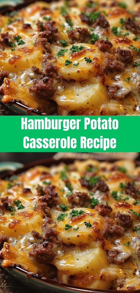 Hamburger Potato Casserole Recipe Ingredients: 1 ½ Pounds Of Ground Beef 4 Large Russet Potatoes Best Hamburger Casserole Recipes, Hamburger Potato Casserole, Hamburger And Potatoes, Hamburger Casseroles Recipes, Chicken Honey, Ground Beef Casserole Recipes, Hamburger Casserole, Crock Pot Recipes, Potatoe Casserole Recipes