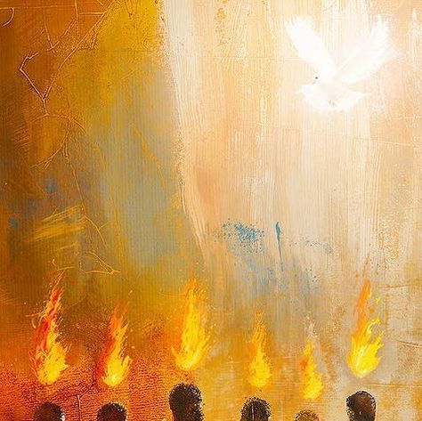 Pentecost Aesthetic, Holy Spirit Painting, Gabrielle Aesthetic, Pentecost Day, Holy Spirit Images, Holy Spirit Art, Tongues Of Fire, Kevin Carden, Come Holy Spirit