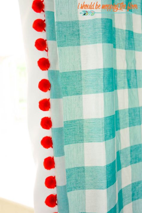 Sewing Curtains, Pom Pom Curtains, Sew Curtains, Diy Tablecloth, Curtains Diy, Curtains Ideas, Sewing Supplies Storage, Pocket Curtains, No Sew Curtains