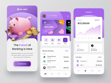 Mobile Banking App, Saving App, Best Ui Design, Budget App, App Promotion, Desain Buklet, Creative Design Studio, Mobile App Design Inspiration, Bank Design