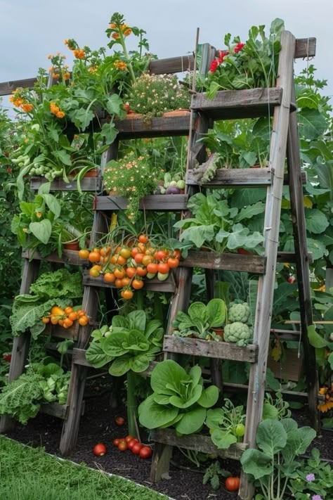 Messy Garden Aesthetic, Cottage Veggie Garden, Outdoor Vegetable Garden Ideas, Vegetable Garden Idea, Veggie Garden Design, Home Vegetable Garden Design, Food Garden Ideas, Produce Garden, Home Gardening Ideas