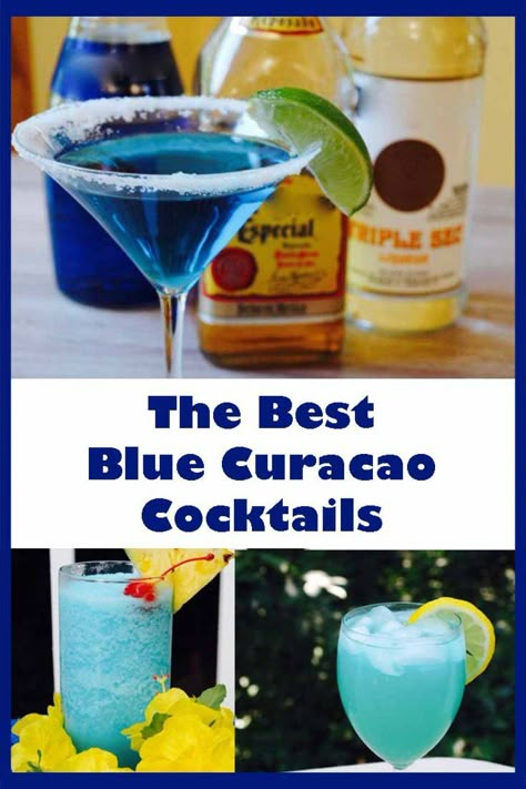 I think blue curaçao cocktails are very refreshing, and some of my favorite cocktails contain this delicious liqueur. Check out 10 of (what I think are) the best blue curaçao cocktails. Cocktails With Blue Curacao, Blue Alcoholic Drinks, Curacao Drink, Blue Curacao Drinks, Brandy Recipe, Blue Drink, Coctails Recipes, Alcholic Drinks, Blue Drinks