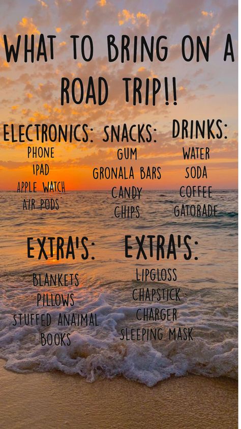 Here’s some things to bring on a road trip anymore ideas? Fun Road Trip Games, Road Trip Necessities, Trip Essentials Packing Lists, Summer Road Trip Essentials, Road Trip Bag, Road Trip Kit, Beach Vacation Packing, Travel Packing Checklist, Road Trip Packing List