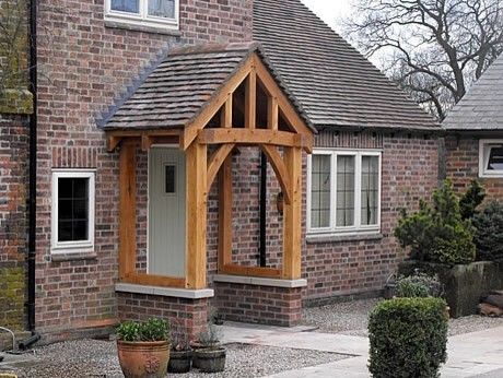 How to brighten up an ex-council house | Houzz UK Corner Porch, Porch Oak, Oak Porch, Front Door Canopy, Porch Canopy, Porch Kits, Cottage Porch, Porch Uk, Building A Porch