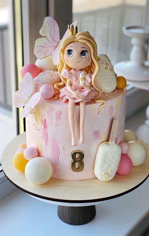 8th birthday cake Ideas | 8 year old birthday cake pictures Birthday Cake Ideas Girl, Cake Designs For Kids, 7th Birthday Cakes, 8th Birthday Cake, Candy Birthday Cakes, Girly Cakes, Candy Birthday, Unicorn Birthday Cake