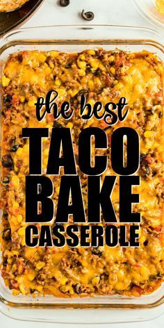 Taco Bake Casserole, Easy Taco Bake, Taco Casserole Bake, Baked Tacos Recipe, Hamburger Casseroles Recipes, Ground Beef Stroganoff, Hamburger Casserole, Taco Bake, Shrimp Dinner