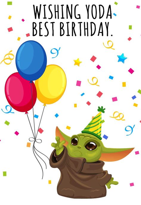 The Best Star Wars Printable Birthday Cards (free) — PRINTBIRTHDAY.CARDS Star Wars Birthday Greetings, Happy Birthday Starwars, Starwars Birthday Card Ideas, Yoda Birthday Cards, Star Wars Birthday Wishes, Starwars Birthday Card, Star Wars Birthday Cards, Disney Birthday Cards, Yoda Happy Birthday