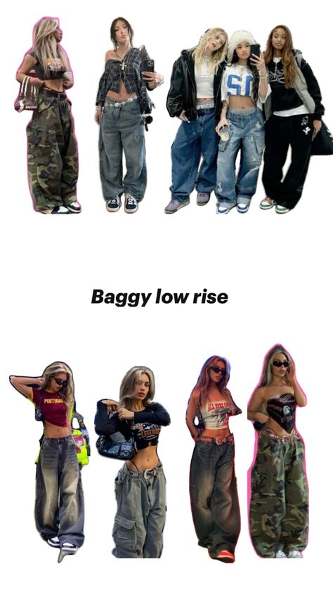 baggy low rise jeans and camo cargo Outfit Ideas Baggy Cargo Pants, Light Blue Baggy Ripped Jeans Outfit, Low Waisted Baggy Jeans Outfit, Baggy Low Rise Jeans Outfit, Low Rise Cargo Pants Outfit, Outfits With Low Rise Jeans, Baggy Ripped Jeans Outfit, Low Raise Jeans, Low Rise Baggy Pants