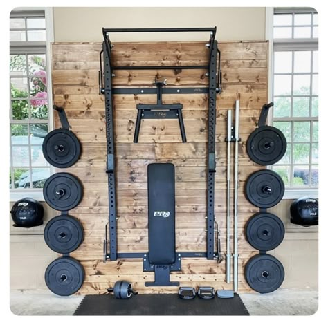 Rogue Garage Gym, Home Gym With Squat Rack, Garage Gym Transformation, Mma Home Gym, Accent Wall Gym, Home Gym Crossfit, Club Design Interior, Small Home Gym Ideas, Home Gym Basement