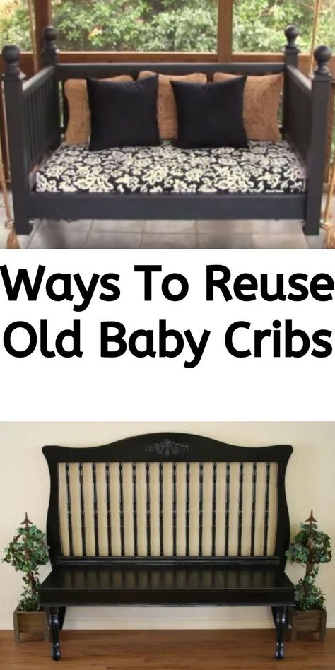 Reuse Cribs, Upcycle Crib, Crib Bench, Old Baby Cribs, Diy Toddler Bed, Metal Crib, Old Cribs, Old Bed Frames, Vintage Crib