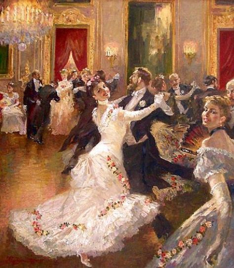 Vladimir Pervunensky. In the Vortex of the Waltz. 2005 Victorian Paintings, Dance Paintings, Soyut Sanat Tabloları, People Dancing, Old Paintings, Victorian Art, Romantic Art, Dance Art, Classical Art