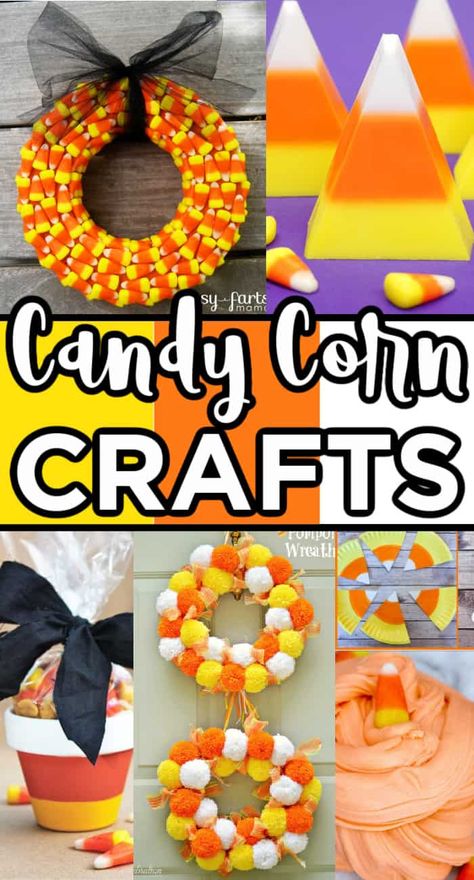 Diy Candy Corn, Corn Crafts, Halloween Candy Crafts, Candy Corn Crafts, Thanksgiving Candy, Candy Corn Wreath, Sleepover Birthday, Halloween Foods, Halloween Crafts Preschool