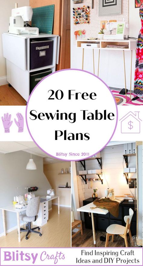 Homemade Sewing Table, Hidden Sewing Station, Diy Sewing Table How To Make, Foldable Sewing Table, Folding Sewing Table Diy, Sewing Table Ideas Diy, Flip Top Sewing Machine Table, Diy Sewing Machine Extension Table, Sewing Table Ideas