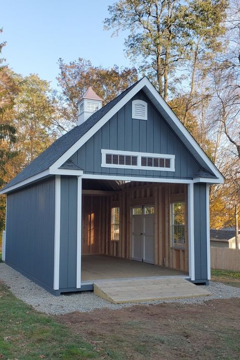 What's not to love about an Elite series garage? #kloterfarms #garages #sheds #garagebuilders #garagedesign #garagegoals Garage Plans Detached Workshop, Shed Garage Ideas, 2 Car Detached Garage Ideas, One Car Garage Ideas, Farm Storage Buildings, Detached Garage Ideas, Equipment Shed, Metal Garage Kits, Build A Garage