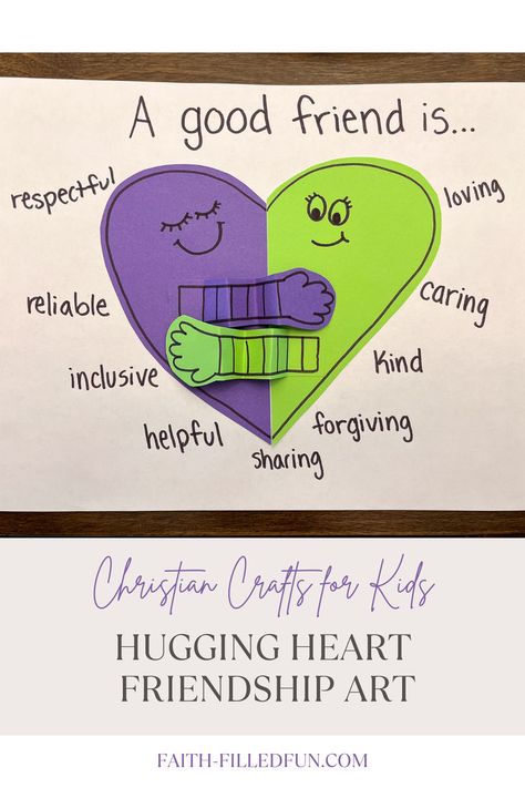 hugging heart friendship craft for kids Friendship Theme Preschool, Friendship Preschool Crafts, Friendship Activities Preschool, Preschool Friendship, Friendship Crafts, Friendship Lessons, Friendship Theme, Sunday School Projects, Friendship Activities