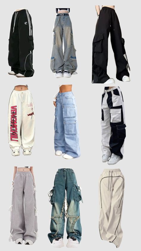 Drawing Of Cargo Pants, Clothing Styles Baggy, Baggy Y2k Cargo Pants, Outfit Ideas For School Baggy, Baggy Jeans And Crop Top Outfit, Baggy Pants Reference, Baggy Outfit Ideas For Women, Cute Baggy Clothes, Baggy Outfits Ideas