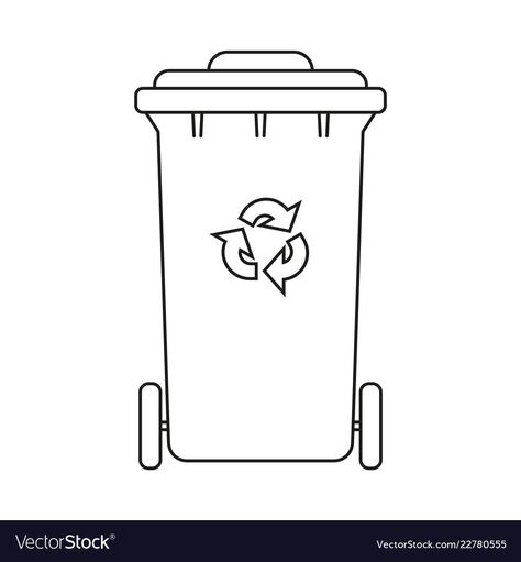 Trash Bin Drawing, Dustbin Drawing, Trash Can Drawing, Trash Icon, Garbage Dumpster, Earth Day Drawing, Alphabet Letter Templates, Line Art Black And White, Line Art Black