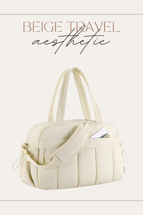 Beige puffer quilted carry-on duffle bag
https://amzn.to/3ypJzqz Cute Duffle Bag Aesthetic, Duffle Bag Aesthetic, Beige Puffer, Weekender Bags, Bag For Travel, Workout Bags, Aesthetic Travel, Bags Aesthetic, Travel Duffel