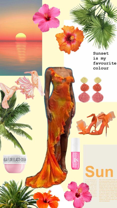 Jamaica Outfits, Sunset Dress, Tropical Outfit, Vacation Outfits Women, Summer Picture Poses, Birthday Fits, Orange Outfit, Earthy Outfits, Cruise Outfits