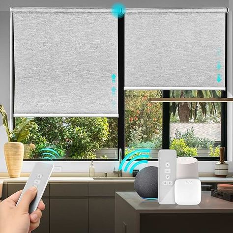 Amazon.ca : automatic window blinds Google Hub, Smart Home Office, Automatic Blinds, Motorized Roller Shades, Patterned Blinds, Light Filtering Shades, Smart Blinds, Cordless Blinds, Motorized Shades