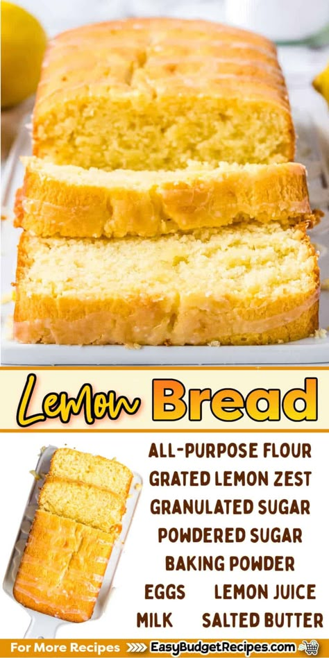 Easy Lemon Bread Recipes, Caribbean Desserts, Lemon Bread Recipe, Easy Lemon Bread, Tea Breads, Lemon Bread Recipes, Easy Quick Bread, Banana Bread Loaf, Milk Bread Recipe