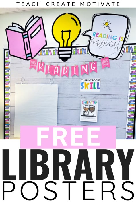 These cute and colorful posters are the perfect addition to your classroom library or reading space. Use the, above bulletin boards or posted near book shelves. They will make the cutest addition to your classroom decor. Book Shelf Ideas Classroom, Books We Read Bulletin Board, Reading Signs For Classroom, Class Library Bulletin Board, Reading Intervention Classroom Decor, I-ready Bulletin Board Ideas, Reading Strategies Bulletin Board, Reading Specialist Bulletin Board, 4th Grade Bulletin Board Ideas Hallway