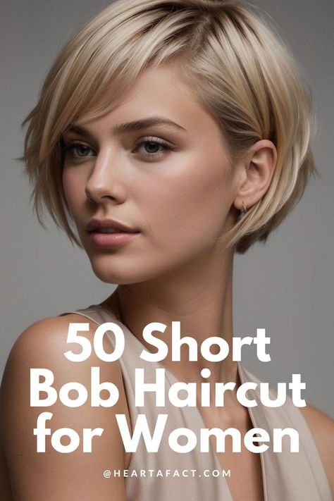 Top 50 Short Bob Hairstyles for Women in 2024 (Detailed Gallery + Video) | 50 Stunning Short Bob Hairstyles for Women Trending in 2024 | Aesthetic Women's Hairstyles & Haircut Inspo Bob Pendek, Fine Hair Bangs, Kort Bob, Short Pixie Bob, Short Layered Bob Hairstyles, Short Blonde Bobs, Short Bob Cuts, Pixie Bob Haircut, Layered Bob Short