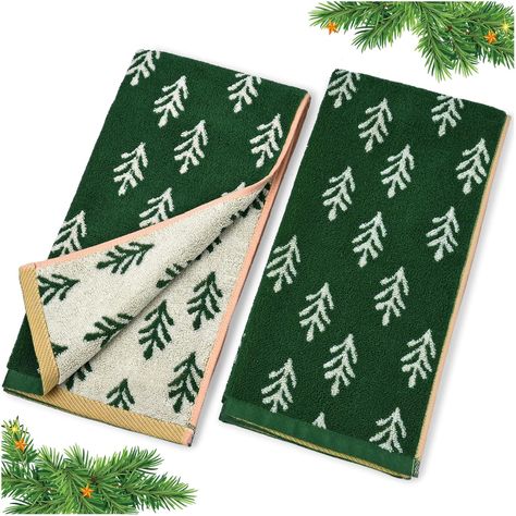 Amazon.com: Jacquotha Christmas Hand Towels Set of 2 - Decorative Towels for Kitchen Bathroom Winter Decor Xmas Gifts, Cotton Towel Daily Luxury & Holiday Cheer, Forest Green Trees : Home & Kitchen Holiday Bathroom Decor, Daily Luxury, Green Hand Towels, Holiday Bathroom, Hand Towels For Bathroom, Christmas Hand Towels, Towels For Bathroom, Cookies For Santa, Christmas Towels