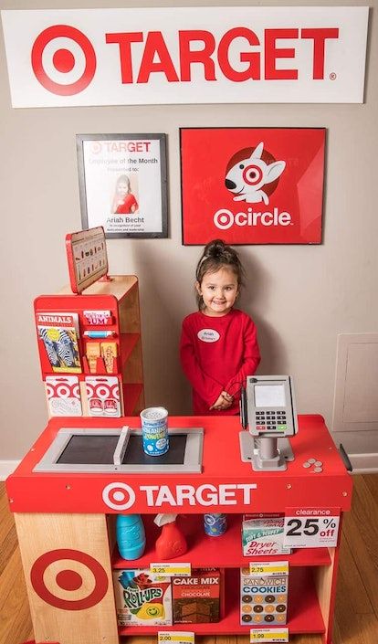 Target Dramatic Play, Play Store Logo, Target Birthday, Kids Grocery Store, Pretend Grocery Store, Pretend Play Grocery Store, Target Party, Play Grocery Store, Preschool Dramatic Play