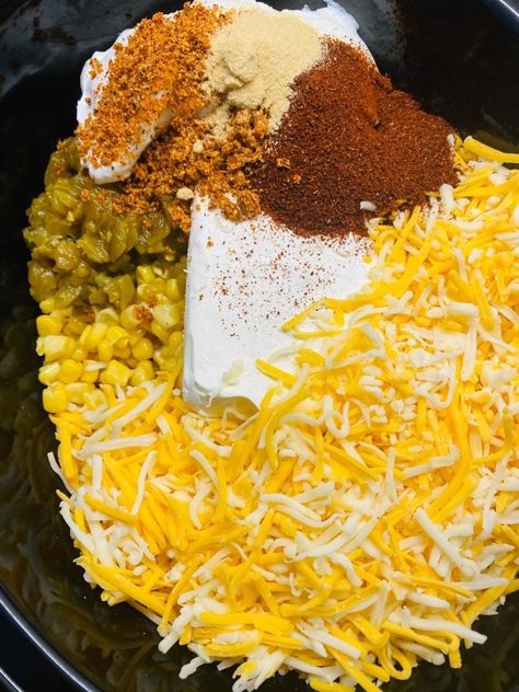 Crock Pot Street Corn Dip - Cooks Well With Others Slow Cooker Corn Dip Recipe, Hot Mexican Corn Dip With Cream Cheese, Mex Corn Dip, Mexican Corn Dip With Fritos, Elote Corn Recipe Crock Pot, Mexican Corn Crockpot Recipes, Mexican Corn In Crockpot, Mexican Street Corn Dip Easy, Corn Appetizers For Party