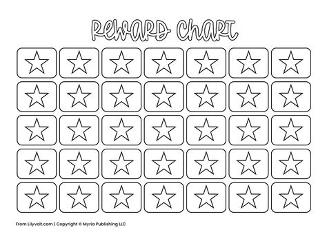 Star reward chart printable from Lilyvolt com (6) Star Rewards Free Printable, Sticker Charts For Kids Reward System, Stay In Bed Chart Free Printable, Free Printable Sticker Chart, Printable Reward Chart Free, Reward Chart Kids Classroom, Star Chart For Classroom, Reward Chart Template Free Printables, Star Charts For Kids Reward System