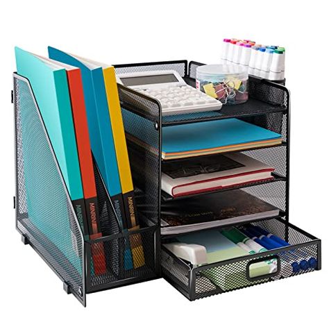 Woman Office Ideas, Desk Gaming Setup, Paper Tray Organizer, Desk File Organizer, College Must Haves, Desk File, Classroom Accessories, Woman Office, Desk Gaming