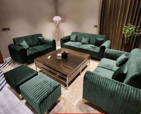 Luxury 7 Seater Sofa Set with Two Couches, Living Room & Hotel Room Comfortable Seat with Cushions(Dark Green) Two Couches Living Room, Sofa Design Living Rooms Indian, Indian Bedroom Design, The 7d, Two Couches, Stylish Living Room Furniture, Luxury Sofa Living Room, Latest Sofa Designs, Indian Living Room