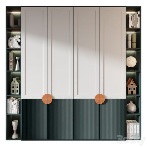 Furniture composition GHS-2566 - Wardrobe - 3D model Wardrobe Panel Design, Pu Wardrobe Design, Cupboards Bedroom Modern, Wardrobe Exterior Design, Wardrobe Door Ideas, Wardrobe Design Modern Interiors, Bedroom Wardrobe Design Ideas, Wardrobe Shutter Design, Cupboards Design