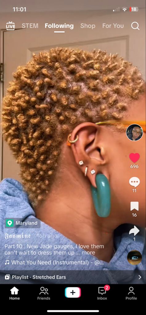 Ear Gauges Aesthetic Black Women, Stretched Ears Black Women, Gauges Black Women, Stretched Ear, Ear Stretching, Curated Ear, Piercing Inspo, Jewelry Piercing, Cute Piercings