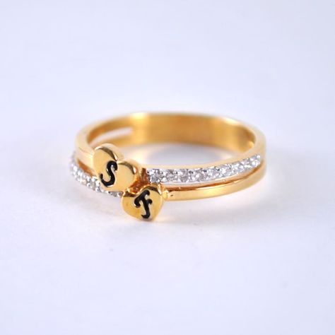 Rings With Initials, Indian Engagement Ring, Personalized Initial Ring, Custom Wedding Ring, Gold Initial Ring, Engagement Rings Couple, Gold Necklace Indian, Wedding Initials, Gold Rings Simple