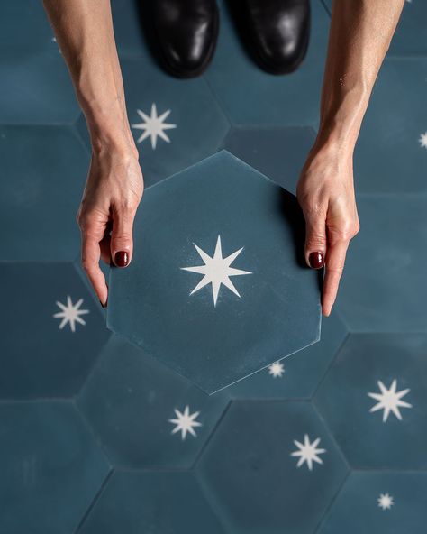 Tiles Terrazzo, Moroccan Zellige, Star Tile, Encaustic Tiles, Sacred Spaces, Blue Tile, Encaustic Cement Tile, Cement Tiles, Tiles Design