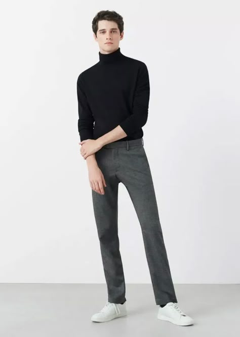 Black Turtle Neck, Male Models Poses, Body Reference Poses, Standing Poses, Human Poses Reference, Winter Outfits Men, Poses References, Outfit Trends, Photography Poses For Men