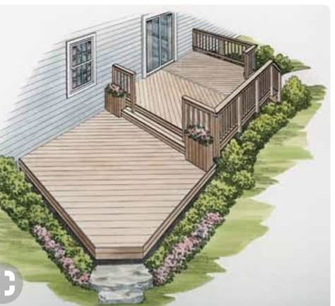 Diagonal Flooring, Patio Plan, Two Level Deck, Tiered Deck, Multi Level Deck, Patio Deck Designs, Deck And Patio, Deck Designs Backyard, Pergola Design