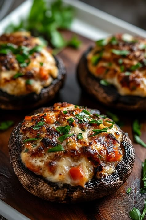 Stuffed Portobello Mushrooms Stuffed Mushrooms Recipes, Stuffed Mushrooms Cream Cheese, Stuffed Mushrooms With Cream Cheese, Pizza Mushrooms, Best Stuffed Mushrooms, Recipes With Cream Cheese, Mushrooms Recipes, Tartlets Recipe, Mushroom Risotto Recipes