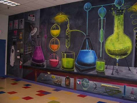 science lab mural | Recent Photos The Commons Getty Collection Galleries World Map App ... Science Mural, Science Lab Decorations, Middle School Chemistry, Science Room, Elementary Art Rooms, Science Classroom Decorations, Science Labs, Science Decor, Stem Lab